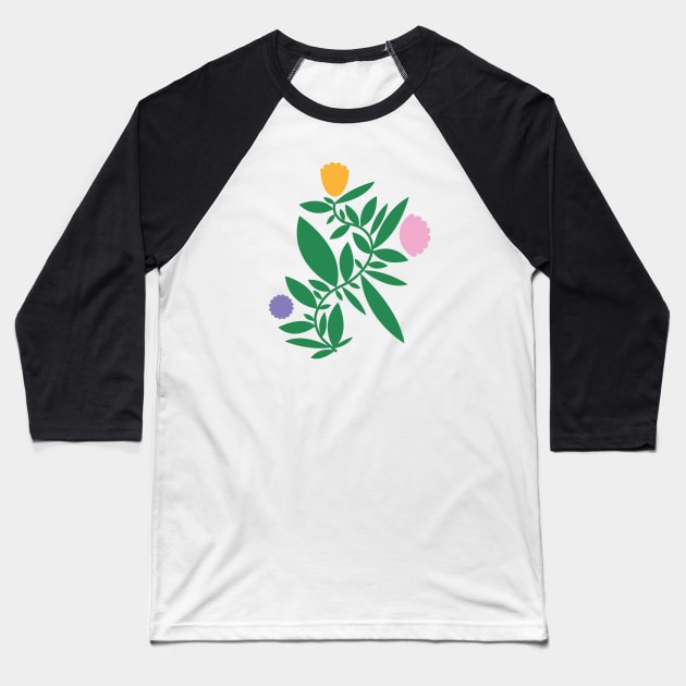 Summer cute wild botanical flower for nature lovers hiking camping Baseball T-Shirt by sugarcloudlb-studio